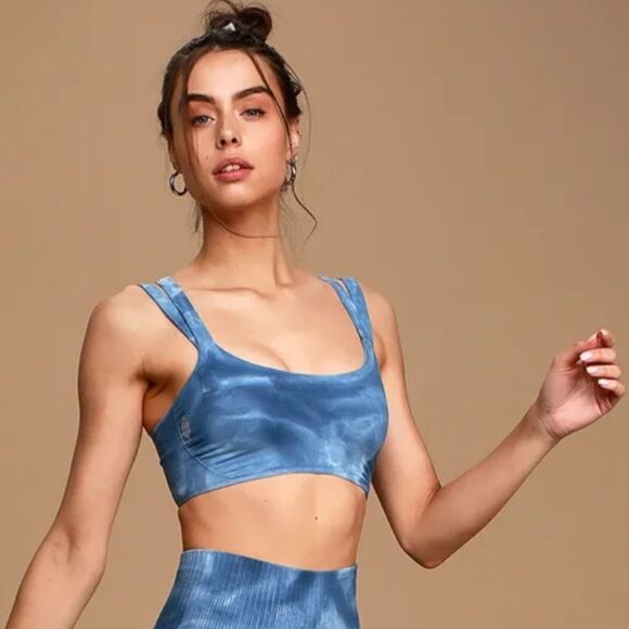 NWT Free People On The Radar Tie Dye Yoga Sports Bra in Blue Size: XS/S - Picture 6 of 12
